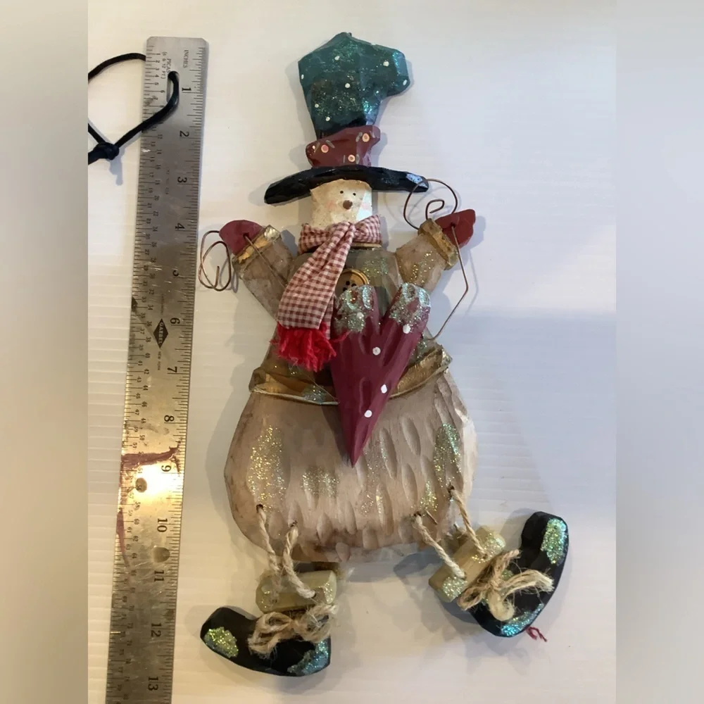 Kurt Adler Snow Town Snowman – Large Polka Dot Heart – Vintage Holiday Decor